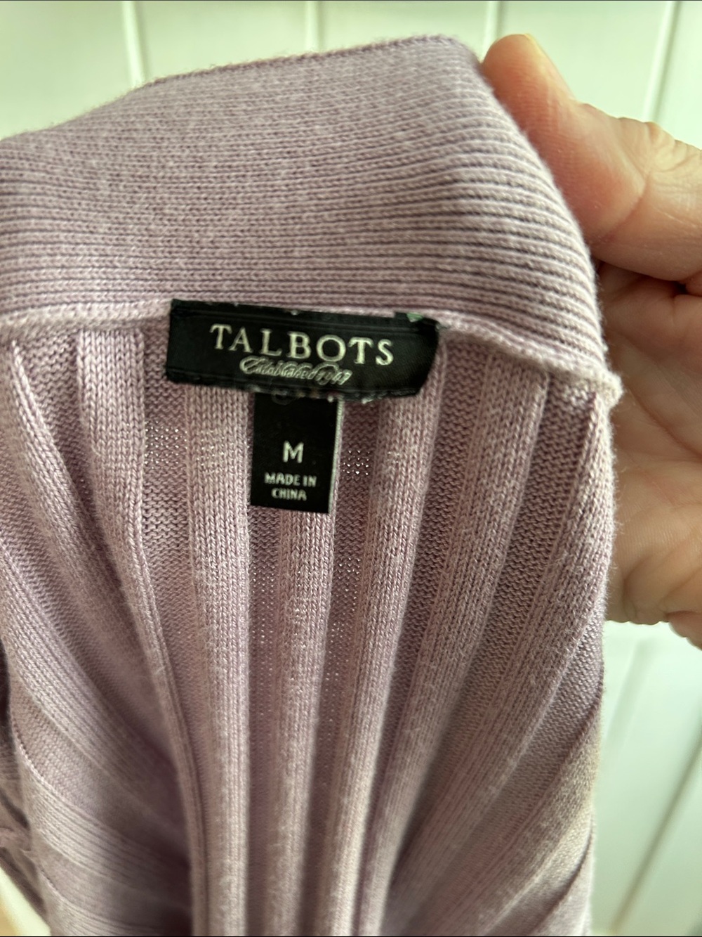 Talbots Dusty Lavender Ribbed Button Cardigan - Picture 5 of 8